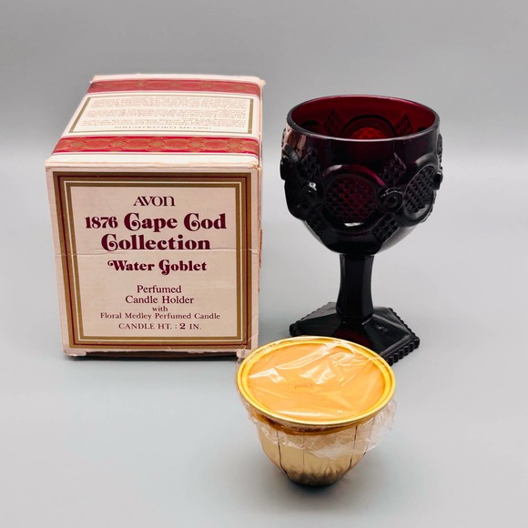 Vintage Avon Cape Cod Water Goblet/Candle Holder - Picture 2 of 2